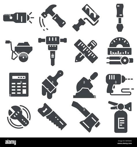 Black Tools Icon Set On White Background Stock Vector Image And Art Alamy