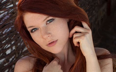 Wallpaper Id Front View Freckles Hair Redhead Adult