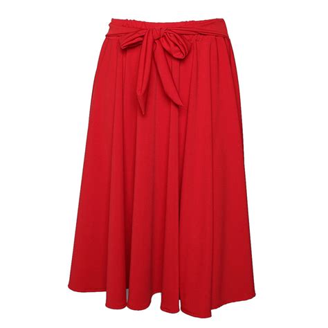 Ready Stock Fashion Ladys Womens High Waist A Line Skirt Bandage Design Flared Midi Skirt Cod