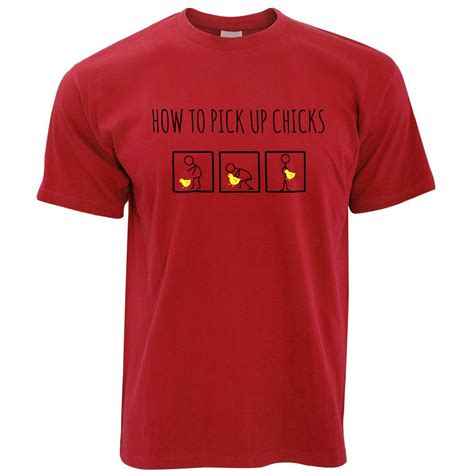 Mens Funny T Shirt How To Pick Up Chicks Pun Joke Silly Novelty Pub