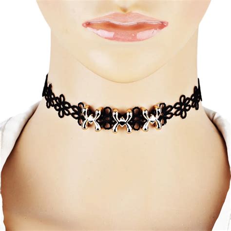 Woman Black Lace Strip Geometry Flower Chokers Necklace Elegant Sexy Fashion Female Collar Party