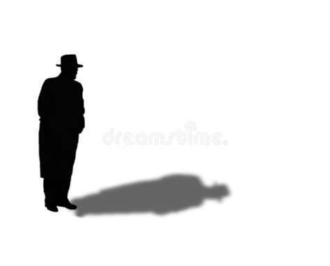 Silhouette Of Man In Fedora And Overcoat Stock Illustration