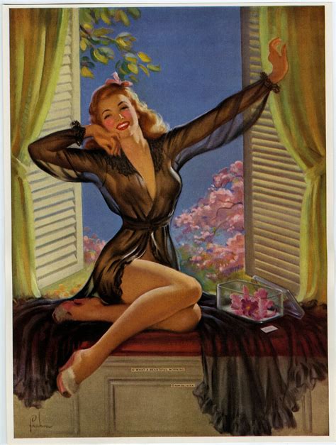 Vintage Risqué Large 1950s Pin Up Print By Art Frahm O What A Etsy