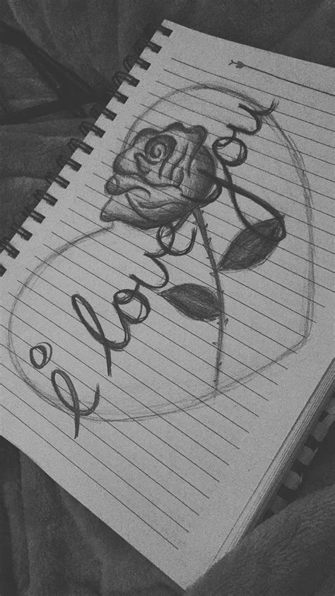 I Love You Lettering Rose Heart Art Pencil Art Drawings Art Drawings