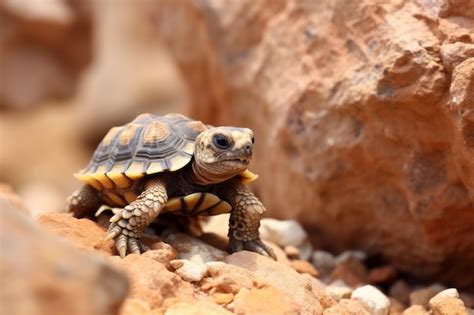 Premium Ai Image Adorable Baby Desert Tortoise Captured In Stunning
