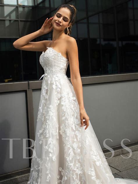Sweetheart Bowknot Lace Appliques Wedding Dress 2020 Lace Applique