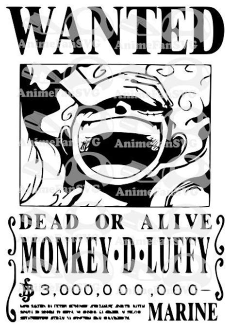 Luffy Wanted Poster SVG Etsy