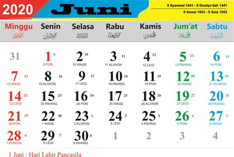 Bulan Juni 2021 Kalender Jawa Kalender Feb 2021