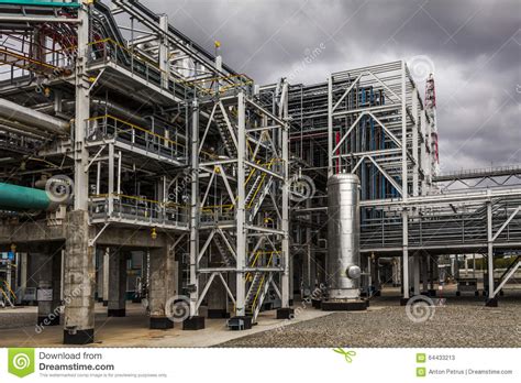 Oil Refinery Factory At The Cloudy Sky Petrochemical Plant Stock