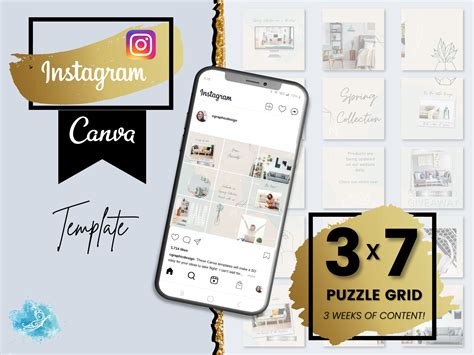 Instagram 3x7 Puzzle Grid Canva E Commerce Template 3 Weeks Etsy