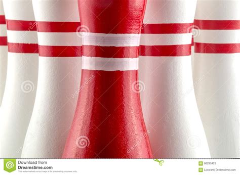 Extreme Close Up Of Arrangement Of Wooden Bowling Pins Stock Image