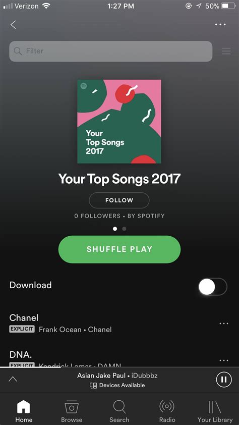 Was Listening To The My Top Songs 2017 Playlist On