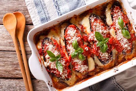 Italian Baked Eggplant In Tomato And Parmesan Melanzane Alla Parmigiana