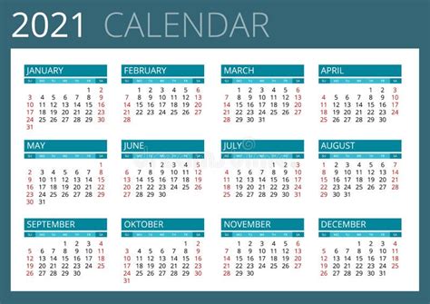 Calendario 2021 Stampa Modello Con Luogo Per Foto Logo E Testo La