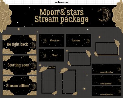 Star Stream Package Moon Twitch Panels Lune Overlays Etsy