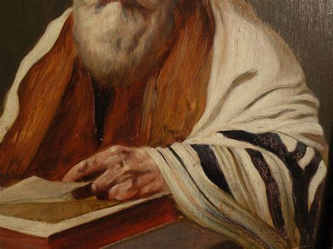 Jewish Art Early 1900s Signed Painting Of A Rabbi Or Holy Man From