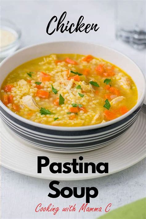 A delicious italian chicken noodle soup recipe that consists of pastina noodles, veggies, and chicken stock. Chicken Pastina Soup - Cooking with Mamma C