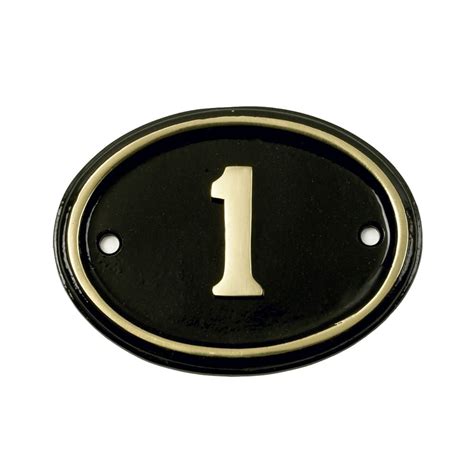 Polished Brass And Black Oval House Number Sign