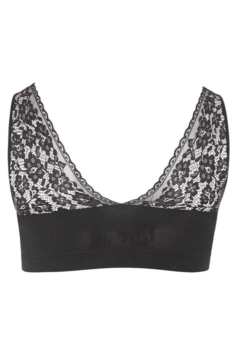 Plus Size Black Lace Seamless Padded Non Wired Bralette Yours Clothing