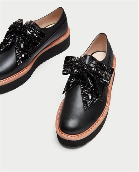 Here, you can find both formal and casual derbies in. Image 5 of PLATFORM DERBY SHOES WITH BOW from Zara ...