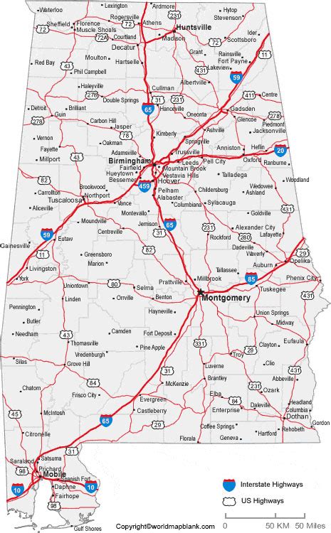 Labeled Alabama Map World Map Blank And Printable