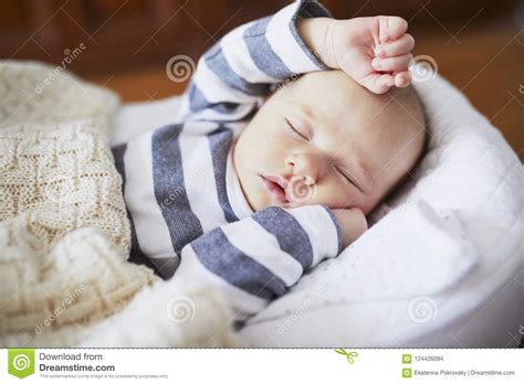 Adorable Baby Girl Sleeping In The Crib Stock Photo Image Of Indoors