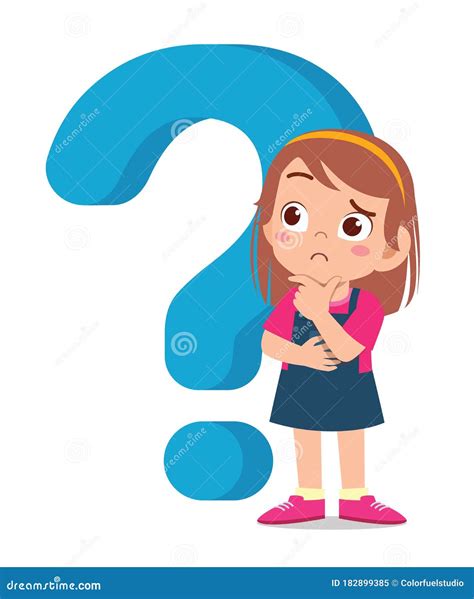 Girl With Question Mark Symbols Around Her Head Stock Image