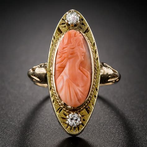 Victorian Coral Cameo Ring