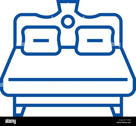 Royal Double Bed Line Icon Concept Royal Double Bed Flat Vector Symbol