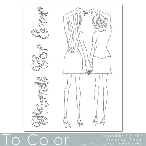 friends   coloring page  grownups instant   coloring page digital