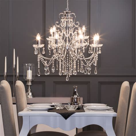 12 Light Madonna Chandelier In Chrome Victorian Dining Room