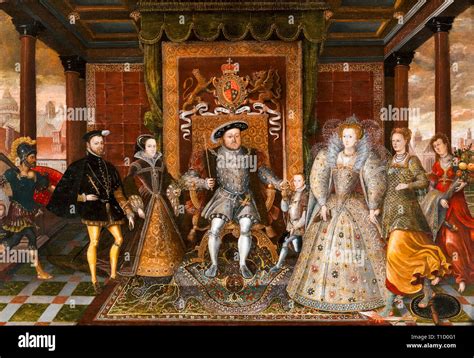 Un Allegoria Della Successione Tudor La Famiglia Di Enrico Viii Dopo Lucas De Heere Circa