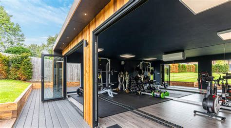Luxury Garden Gym With Bi Fold Doors Let The Outside In Gym Room