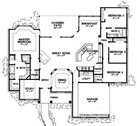 Ranch Style House Plan 4 Beds 25 Baths 2500 Sqft Plan 472 168