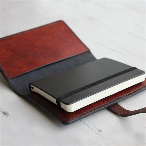 Leather Notebook Cover With Button Stud Closure By Hide And Home