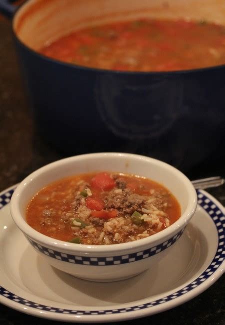 Serve the soup garnished with the fresh herbs and cheese. Stuffed Green Pepper Soup - Lynn's Kitchen Adventures