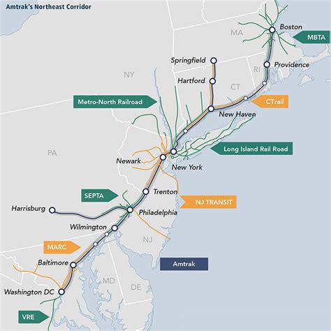Amtraks Northeast Corridor With Connections To Maps On The Web