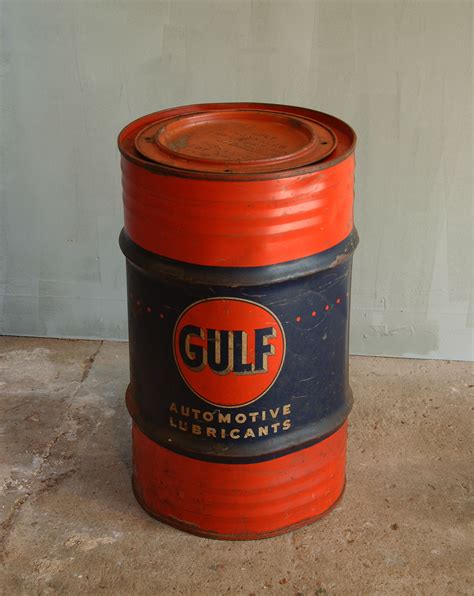 Vintage Gulf Steel Barrel Vintage Oil Cans Motor Oil Vintage
