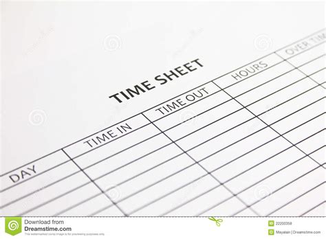 Time Sheet stock photo. Image of overtime, employee, finish - 22200358