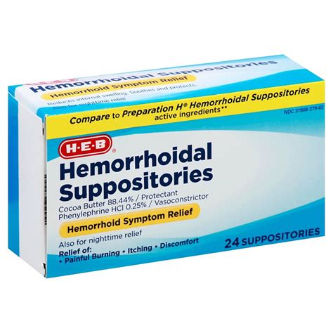 H E B Hemorrhoidal Suppositories Shop Hemorrhoid At H E B