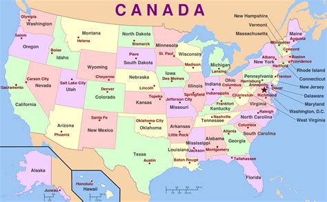 Map Of Usa With The States And Capital Cities Talk And Chats All