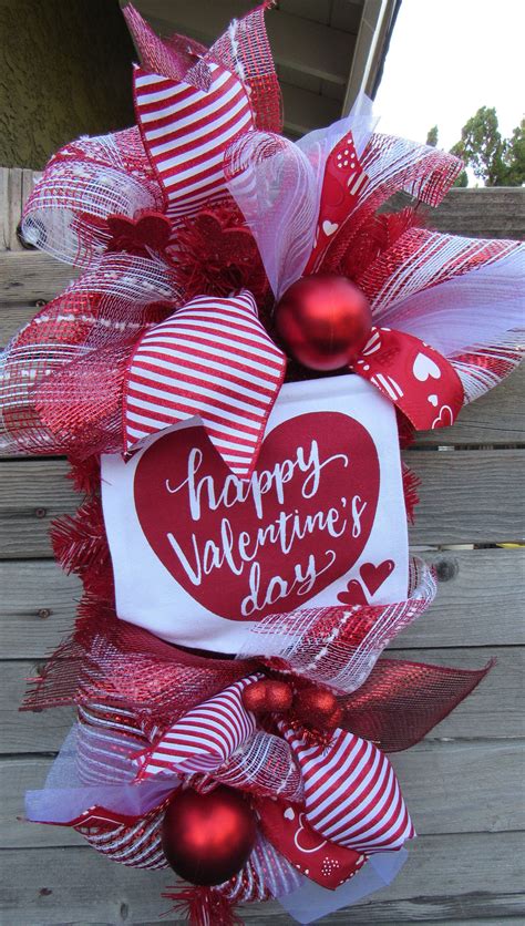 Happy Valentines Day Wreath Valentine Heart Swag V Day Etsy