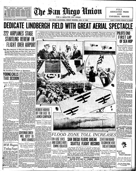 August 17 1928 Lindbergh Field Dedicated The San Diego Union Tribune