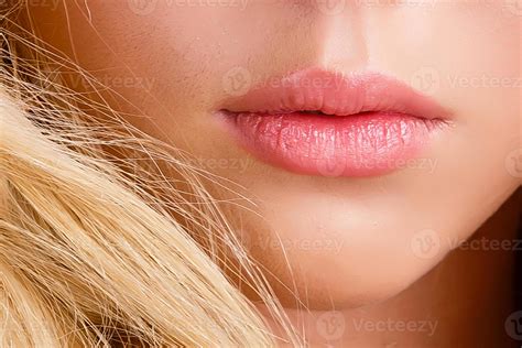 Beautiful Perfect Lips Sexy Mouth Close Up Beauty Young Woman Lips Close Up Over White