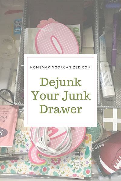 An Open Drawer Filled With Personal Items And The Words Dejunnk Your