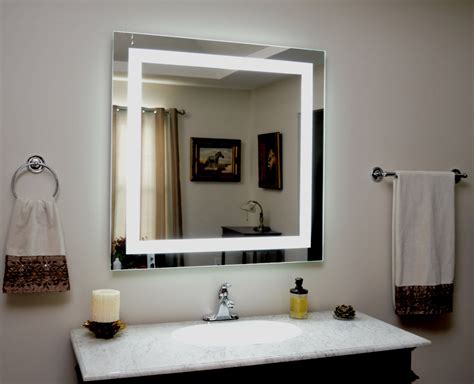 Front Lighted Led Bathroom Vanity Mirror 44 X 40 Rectangular Wall Mounted Bathroom Mirror
