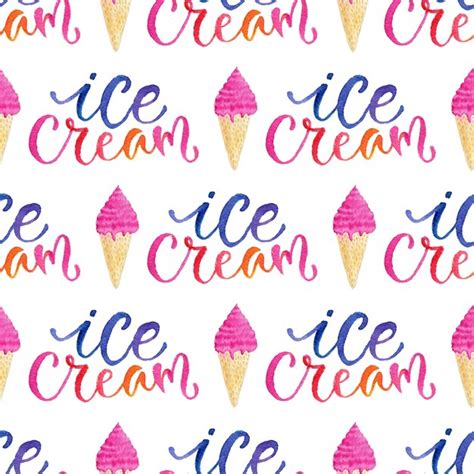 Premium Photo Seamless Pattern With Watercolor Ice Cream Cones And