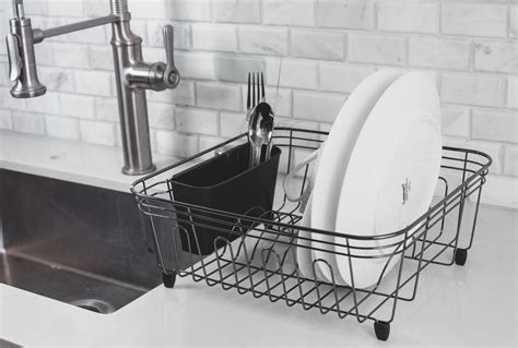 Real Home Innovations Deluxe Small Dish Drainer Black Chrome