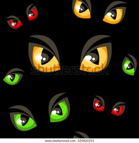 Seamless Background Spooky Wildcat Eyes Darkness Stock Vector Royalty