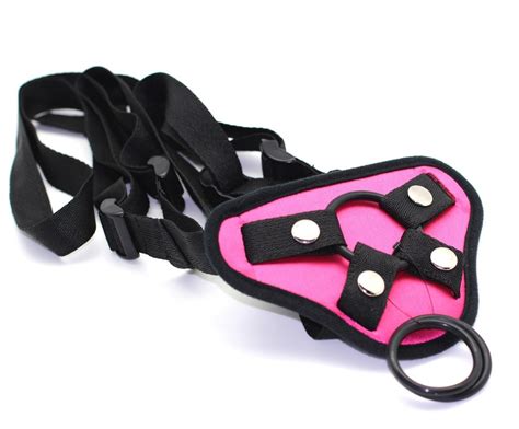 Pink Satin Strap On Accessories Big Dildo Strap Ons Harness Sex Toys